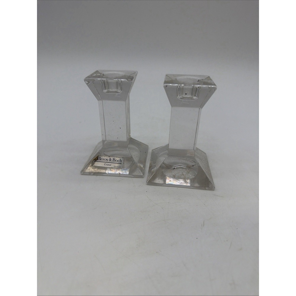 Villeroy & Boch Clear Crystal Candle Holders Pair